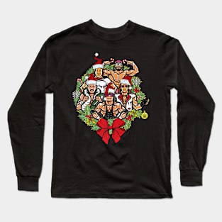 Group Shot Christmas Wreath Illustration Long Sleeve T-Shirt